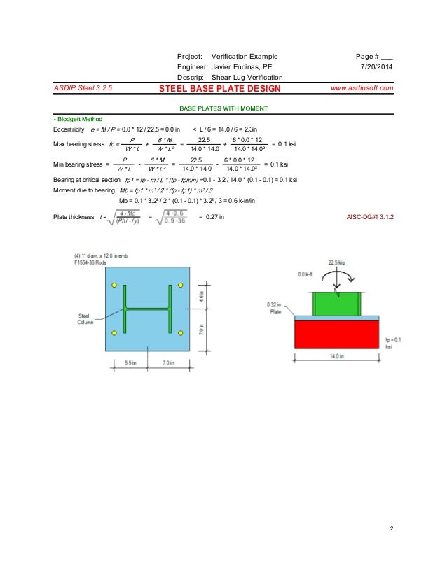 Shear lug verification example