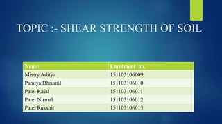 Shear strength of soil | PPTX
