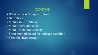 Shear strength of soil | PPTX