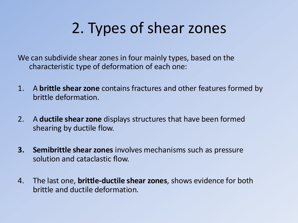 Shear zones.