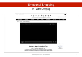 Emotional Shopping
   In - Video Shopping	
  




  Internet	
  World	
  2013	
  SHEcommerce	
     13	
  
 