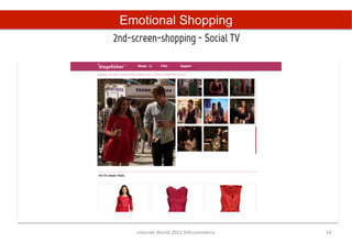 Emotional Shopping
2nd-screen-shopping - Social TV	
  




      Internet	
  World	
  2013	
  SHEcommerce	
     14	
  
 