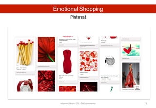 Emotional Shopping
             Pinterest	
  




  Internet	
  World	
  2013	
  SHEcommerce	
     23	
  
 