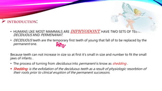 Shedding of the deciduous teeth | PPTX