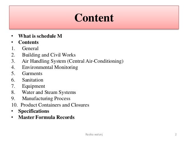 Schedule M in pharmaceutical industries