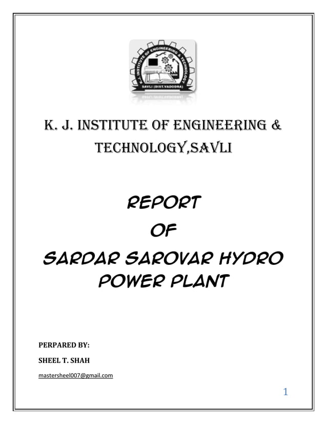 Report of Sardar Sarovar Hydro Power Plant PDF
