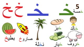 ‫خ‬‫بز‬ ‫خ‬‫الد‬
‫خ‬‫روف‬‫خ‬‫يار‬
‫خ‬‫مسة‬
‫ن‬‫خ‬‫لة‬
‫صارو‬‫خ‬‫بطي‬‫خ‬
 
