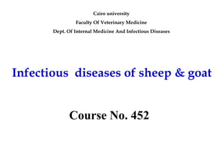 Infectious  diseases of sheep & goat Cairo university Faculty Of Veterinary Medicine Dept. Of Internal Medicine And Infectious Diseases Course No. 452 