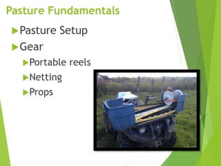 Pasture Fundamentals
Pasture Setup
Gear
Portable reels
Netting
Props
 