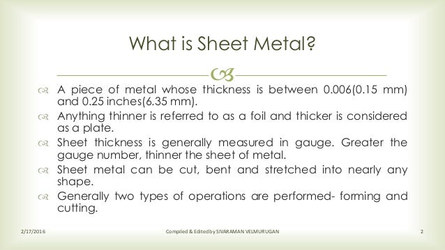 sheet metal working process sheet metal thicknesses