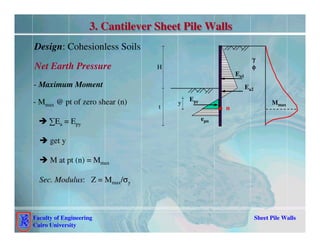 sheet pile wall presentation for students preferably PG | PDF