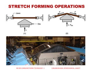 STRETCH FORMING OPERATIONS
ME 8351 MANUFACTURING TECHNOLOGY -1 S.BALAMURUGAN, AP/MECHANICAL, AAACET
 