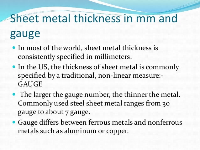 sheet metal working of non ferrous metal and alloys 30 gauge sheet metal thickness