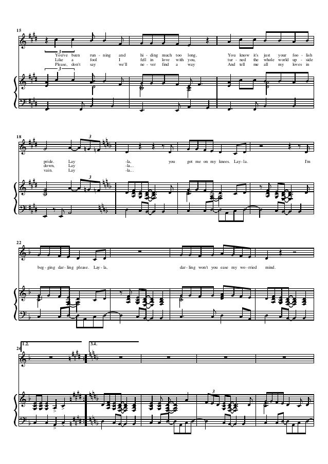 sheet music noten piano eric clapton layla layla eric clapton sheet music