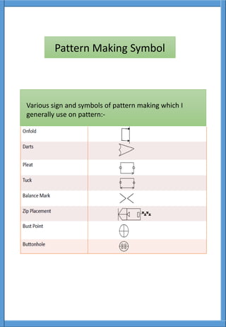 Pattern Making Symbol
Various sign and symbols of pattern making which I
generally use on pattern:-
 