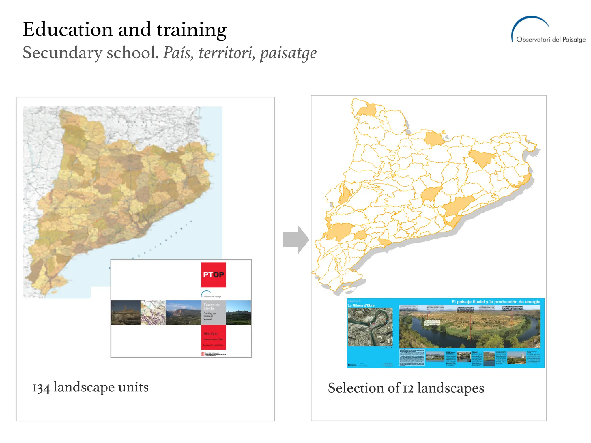 134 landscape units Selection of 12 landscapes
Education and training
Secundary school. País, territori, paisatge
 