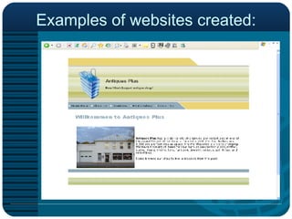 Examples of websites created: 