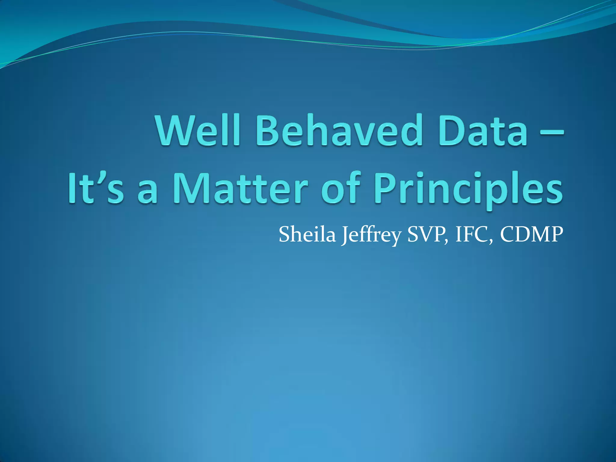 Sheila Jeffrey SVP, IFC, CDMP
 