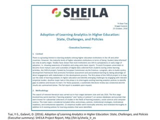 Tsai,	Y-S.,	Gašević,	D.	(2016).	Adop+on	of	Learning	Analy+cs	in	Higher	Educa+on:	State,	Challenges,	and	Policies	
(Execu+v...