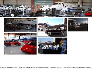 w SPONSORS w CATERING w WINE TASTING w SPONSORED MARTINI BAR w CHOPARD MODELS w WWII PROPS w FLY-BY w CLASSIC CARS w
 
