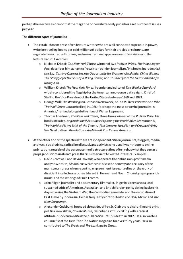 Profile of the Journalism Industry (with an emphasis on The Guardian)