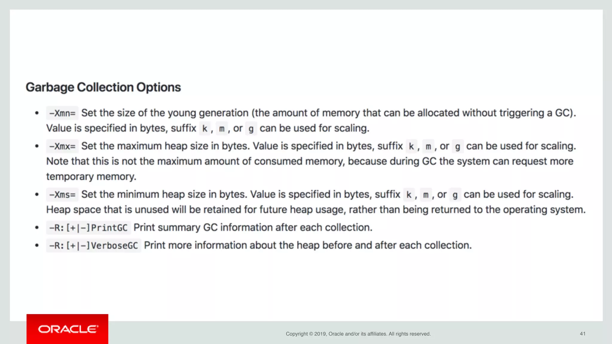 Copyright © 2019, Oracle and/or its affiliates. All rights reserved. !41
 