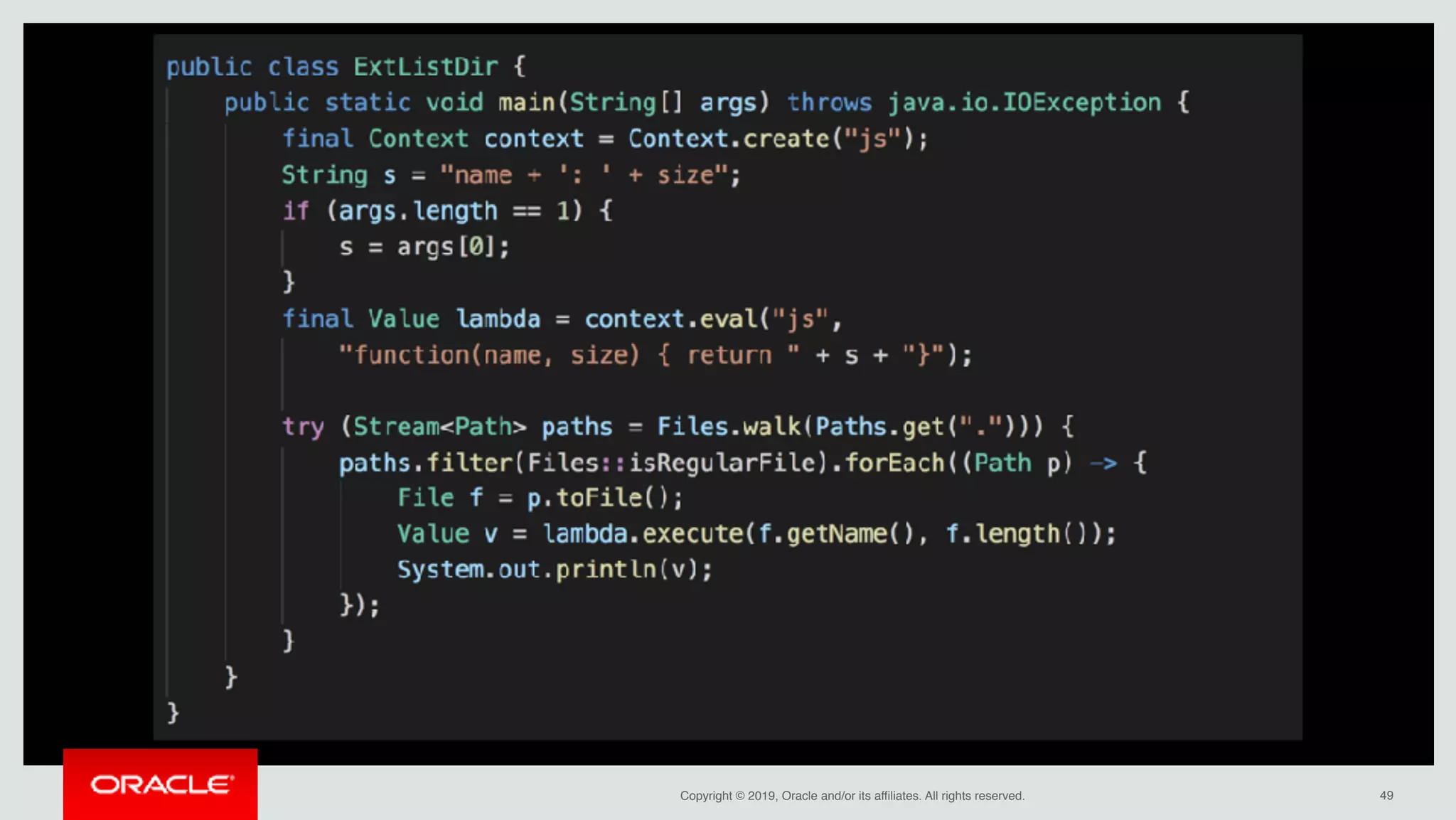 Copyright © 2019, Oracle and/or its affiliates. All rights reserved. !49
 