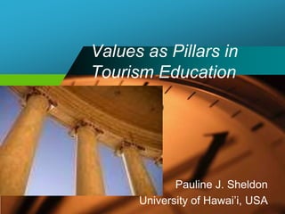 Values as Pillars in
Tourism Education




             Pauline J. Sheldon
      University of Hawai’i, USA
 
