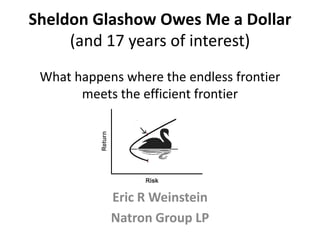 Sheldon Glashow Owes Me a Dollar (and 17 years of interest)What happens where the endless frontier meets the efficient frontier Eric R Weinstein Natron Group LP 