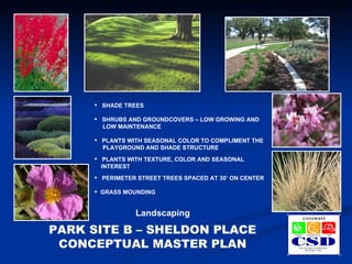 Sheldon Ridge Master Plan Cosumnes CSD - Sheldon Place Park Conceptual Master Plan | PPT