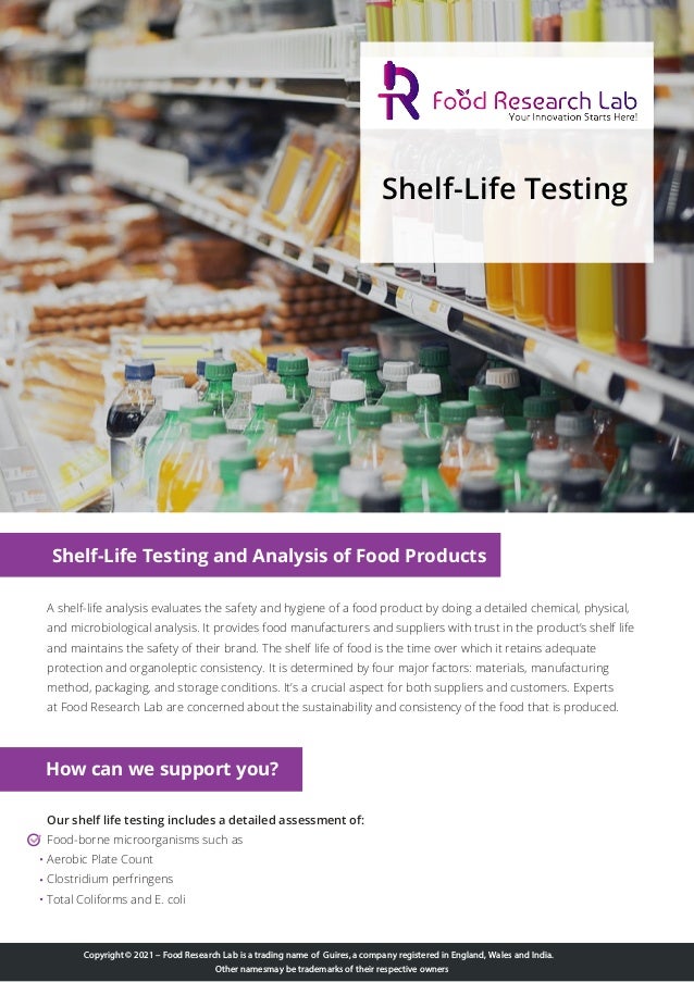 shelf life testing and analysis of food products