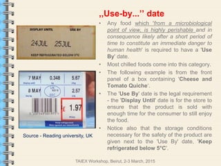 Shelf life and date marking requirements for packaged food | PPTX