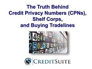 The Truth Behind
Credit Privacy Numbers (CPNs),
Shelf Corps,
and Buying Tradelines
 