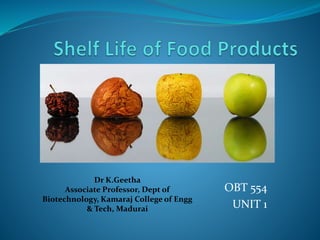 OBT 554
UNIT 1
Dr K.Geetha
Associate Professor, Dept of
Biotechnology, Kamaraj College of Engg
& Tech, Madurai
 