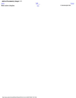 Lar Próximo
Mais sobre citações
Anterior
Acima A declaração lida
http://www.cyberciti.biz/pdf/lsst/ch02sec09.html (2 de 2) [29/07/2002 18:51:55]
LSST v1.05r3 > Capítulo 2 > Status de saída
Machine Translated by Google
 