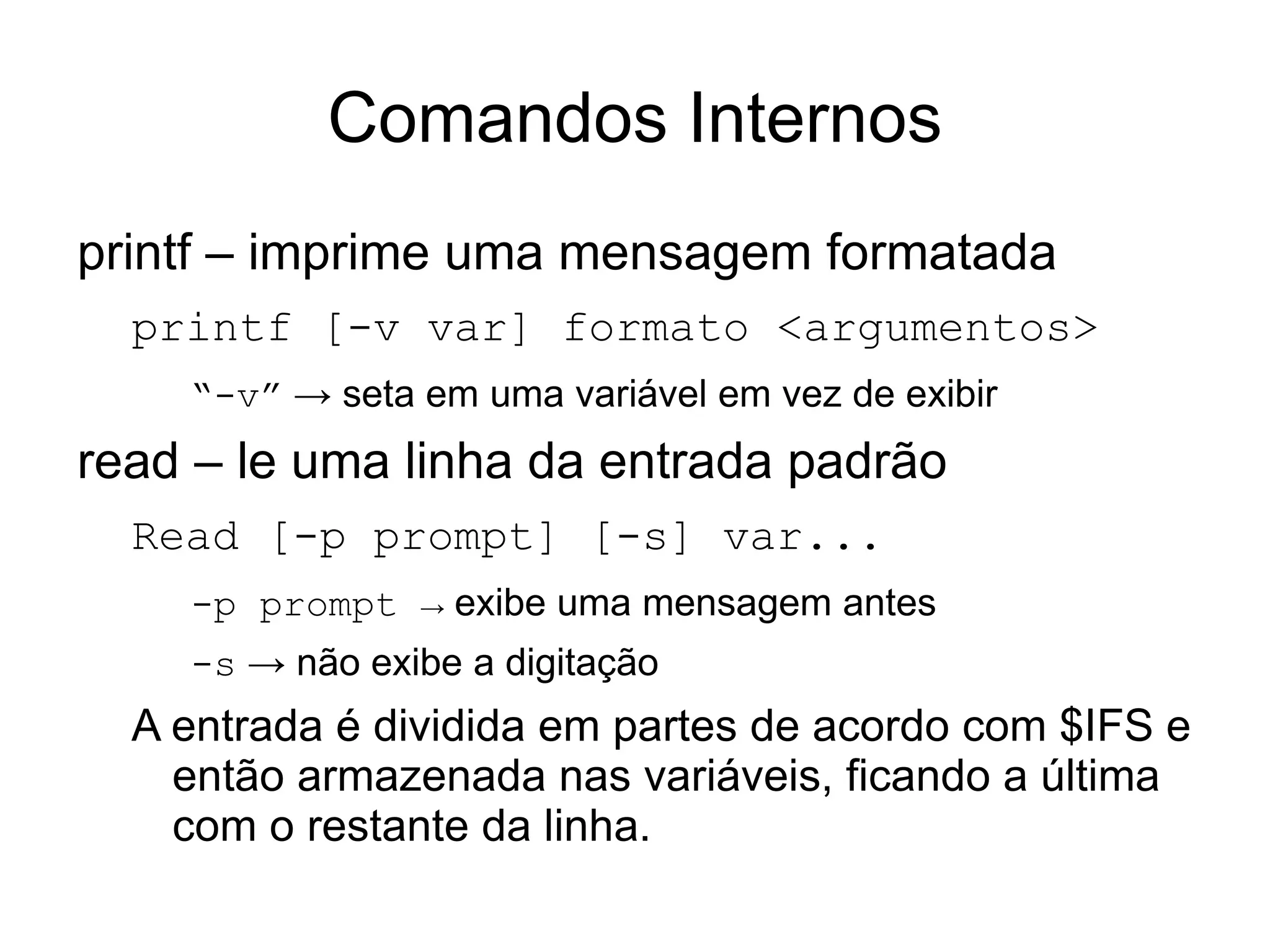 bg -> (backgound) retoma a execução em segundo planto Obs.: ctrl-z + bg possui o mesmo que “&” 
