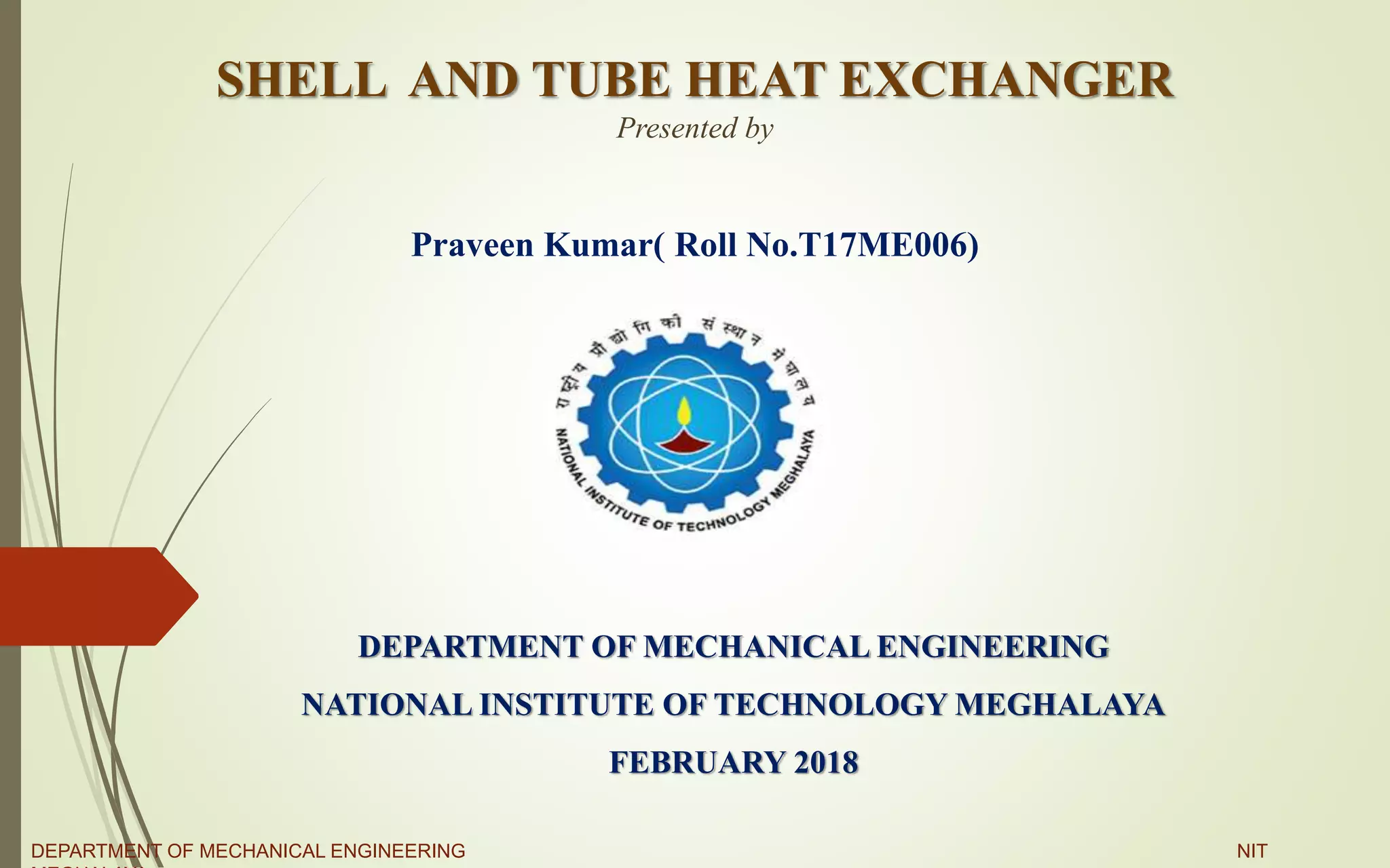 Shell and tube heat exchanger | PPTX