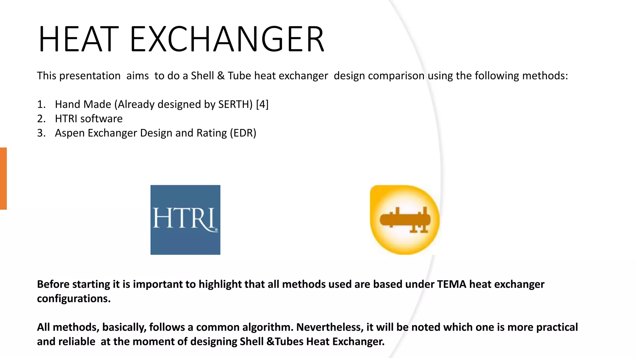 Shell and tube heat exchanger design comparison | PPTX