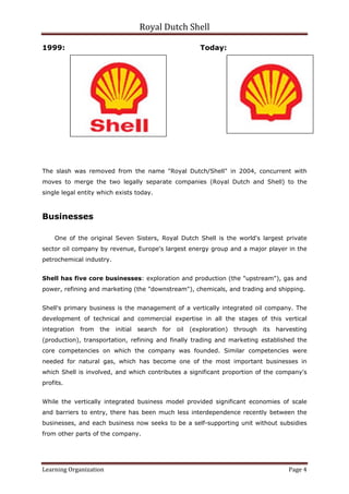 Organization Shell Shell as a learning organization | PDF
