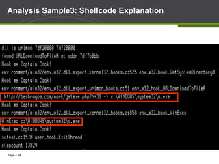 Page § 34
Analysis Sample3: Shellcode Explanation
 