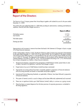 Shell pakistan limited annual report 2009