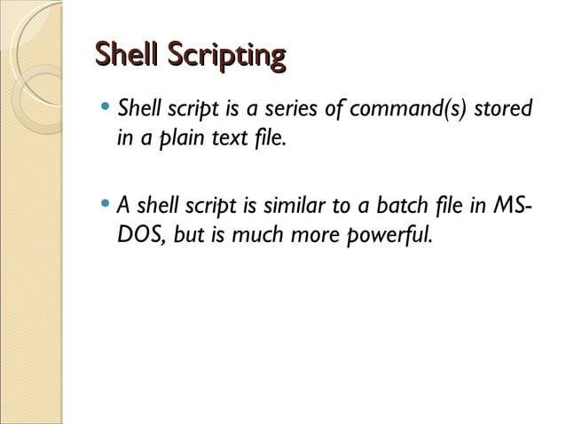 Shell programming | PPT | Operating Systems | Computer Software and ...