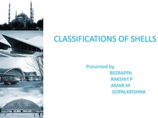 CLASSIFICATIONS OF SHELLS
Presented by,
BEERAPPA
RAKSHIT.P
AMAR.M
GOPALKRISHNA
 