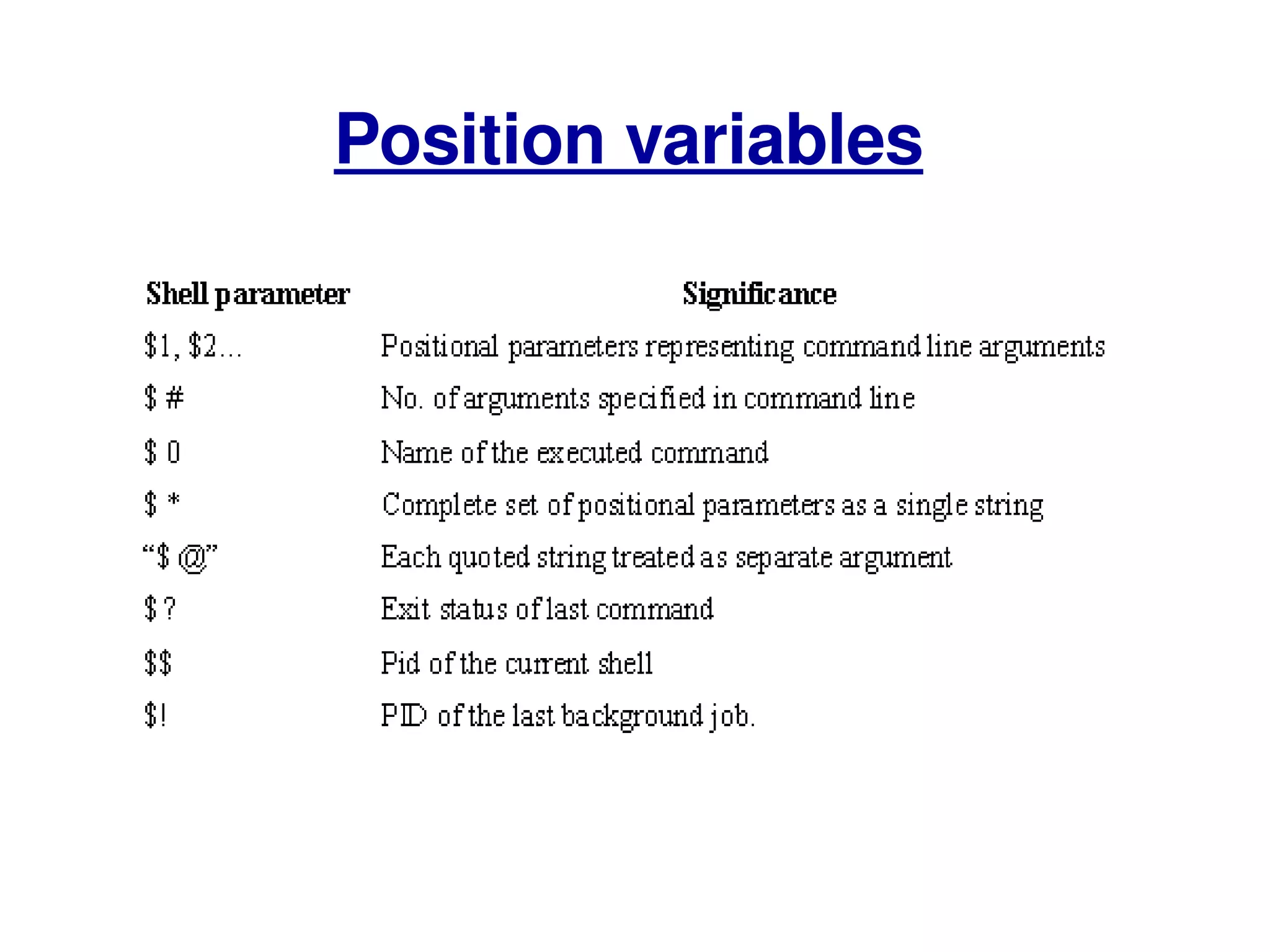 Position variables 