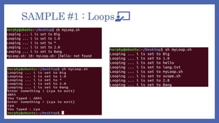 SAMPLE #1 : Loops
 