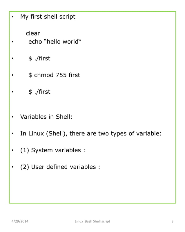 Bash Shell Scripting | PPTX | Operating Systems | Computer Software and ...