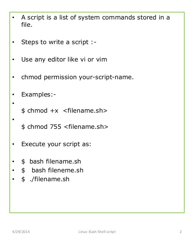 Bash Shell Scripting