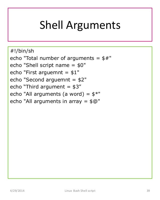 argument for loop bash Shell Bash Scripting