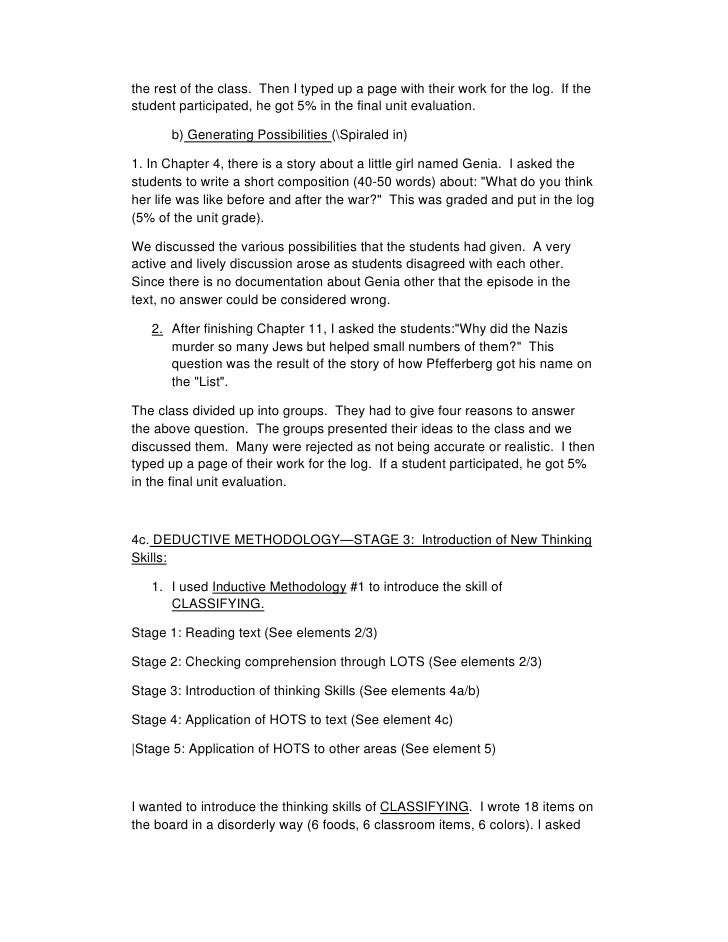Applying Thinking Skills When Teaching A Novel