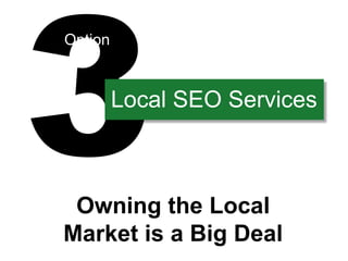Option



         Local SEO Services



 Owning the Local
Market is a Big Deal
 